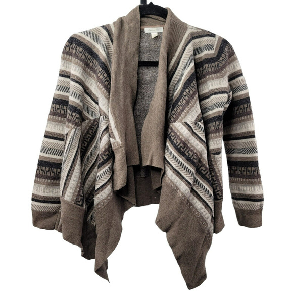 Garnet Hill Sweater Small Waterfall Open Front 100% Wool Knit Cardigan Warm Cozy - Picture 1 of 8